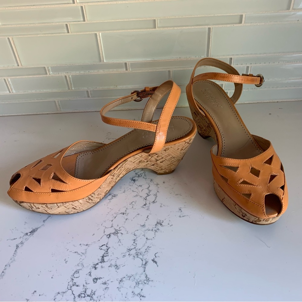 Franco Sarto leather cork wedges size 7.5.
